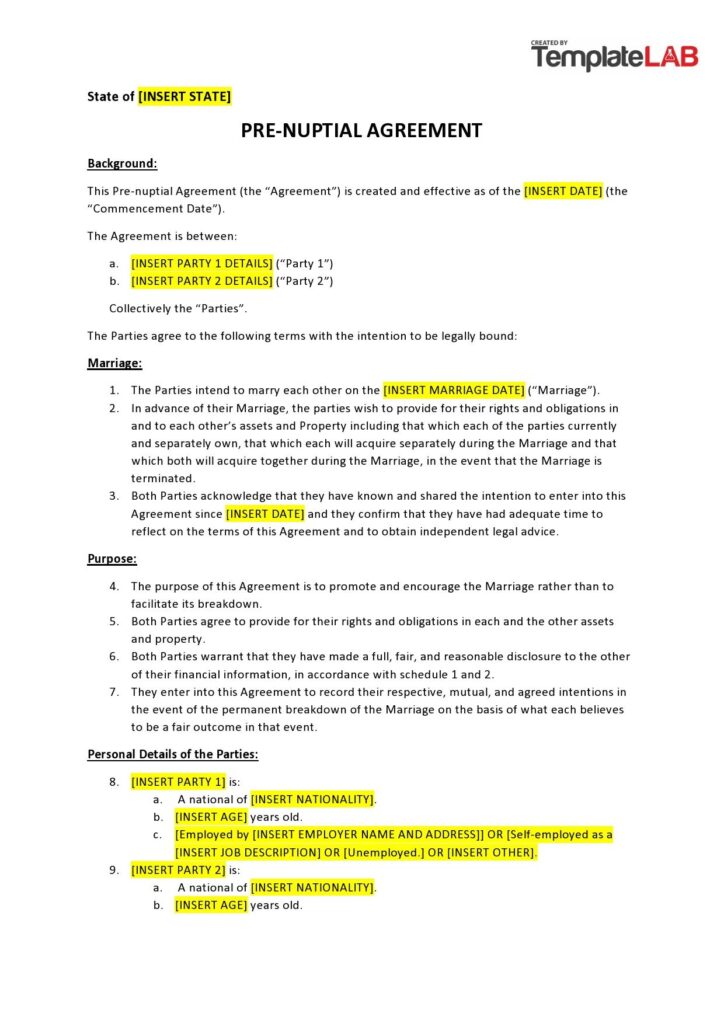 creative ideas for prenuptial agreements