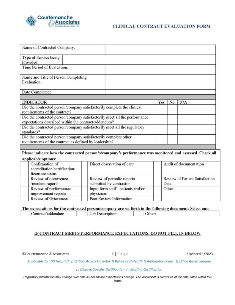 evaluation of various contract standards